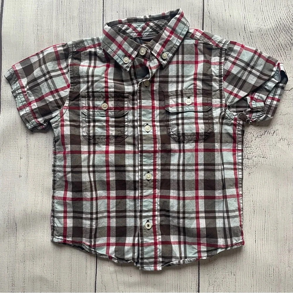 Gymboree Rescue Team Butto Pocket Plaid Shirt Size  18-24 months
